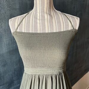 Elegant Olive Green Halter Dress